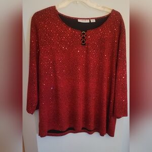 SagHarbor Red Sparkle Blouse